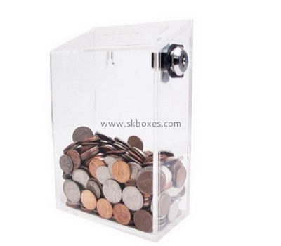 Custom acrylic donation containers money collection box donation boxes with locks BDB-020