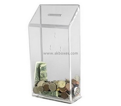 Custom acrylic charity money collection boxes money donation box coin donation boxes BDB-028