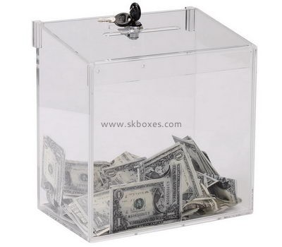 Custom acrylic cash donation box fundraising donation containers donation boxes for charity BDB-037