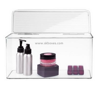 Custom clear acrylic cute cosmetic makeup case boxes with hinged lids BMB-194