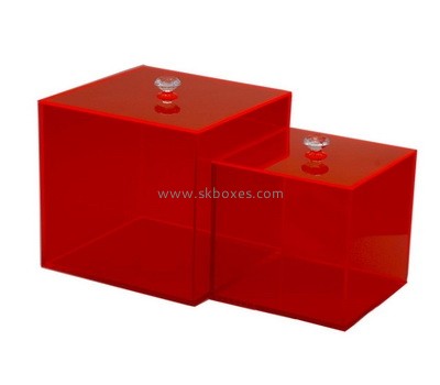 Custom square red acrylic box with lid BDC-2022