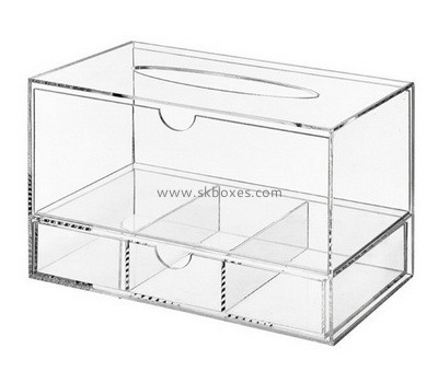 Custom clear acrylic tissue box with 3 organizer BDC-2160