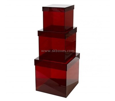 Custom transparent red acrylic boxes with lid BDC-2268