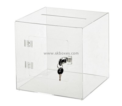 Custom plexiglass collection box acrylic ballot box lucite donation Box BDC-2284