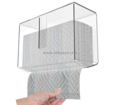 Custom acrylic wall mount paper towel dispenser perspex folded paper towel holder for bathroom toilet and kitchen BDC-2293