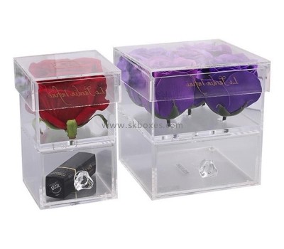 Acrylic box manufacturer customized acrylic rose flower box with lid BDC-296