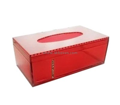 Factory custom design red acrylic tissue box BTB-017