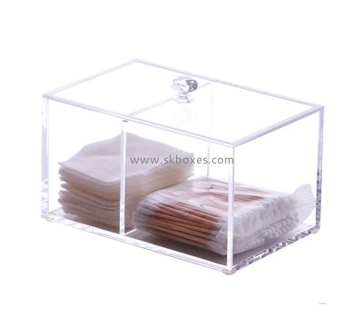 Lucite supplier custom acrylic cotton swab box plexiglass cotton pad holder box BTB-183