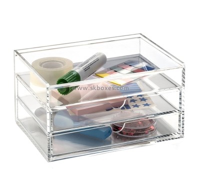 Perspex products supplier custom acrylic desktop cosmetic drawer box BMB-214