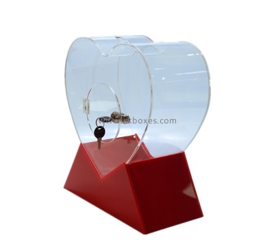 Perspex boxes manufacturer custom acrylic heart shape fundraising box BDB-292