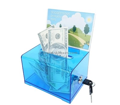 Acrylic boxes supplier custom perspex money donation box BDB-295