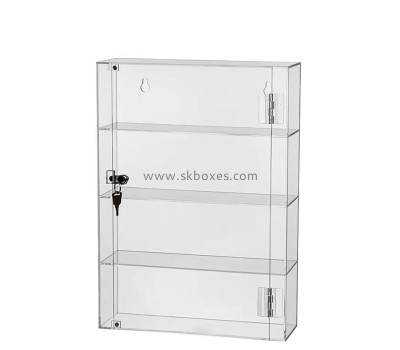 Acrylic box supplier custom lucite wall lockable 4 tiers display cabinet BDC-2387