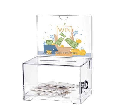 Plexiglass products manufacturer custom acrylic voting box with lock and sign plate BBS-784