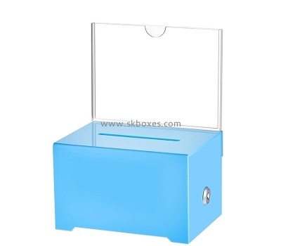 Plexiglass products supplier custom acrylic suggestion box with lock and sign plate BBS-785