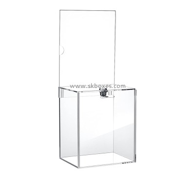 Plexiglass item manufacturer custom acrylic election box with lock and sign plate BBS-786