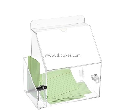 Perspex products supplier custom wall acrylic comment box with notepapaer holder BBS-789