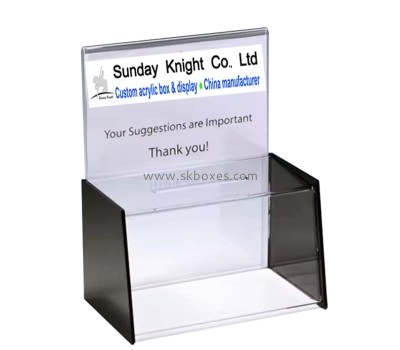Custom acrylic suggestion collection box with sign holder BBS-803