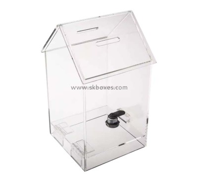 Custom acrylic house shape money collection box BBS-802
