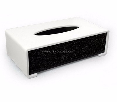 Custom design black and white acrylic tissue box BTB-016