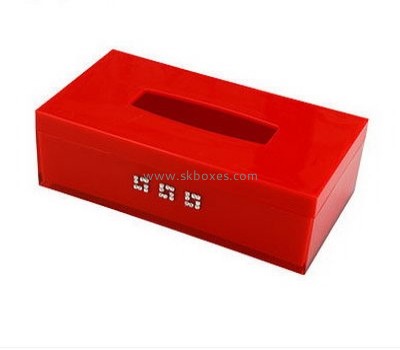 Hot sale acrylic paper tissue box red box plastic rectangular box BTB-087