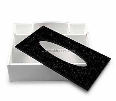 Hot selling acrylic box tissue paper acrylic box plastic storage box with divider BTB-142