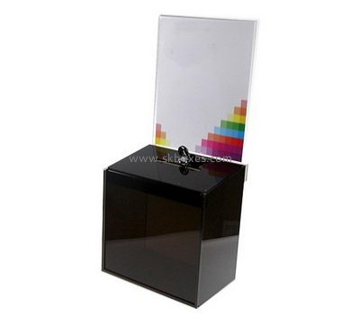 Customized acrylic ballot box black ballot box election box BBS-088