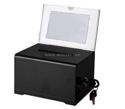 Custom design acrylic large suggestion box perspex suggestion box black ballot box BBS-107