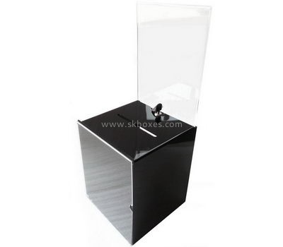 China suggestion box supplier custom design black ballot box acrylic ballot box with lock BBS-139