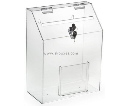Custom design acrylic plastic suggestion box perspex suggestion box clear ballot box with lock  BBS-182