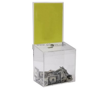 Custom acrylic charity collection containers cash donation box collection boxes for sale BDB-036