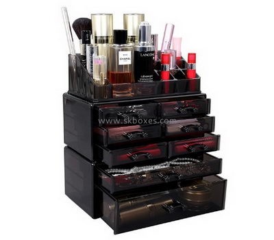 Custom black acrylic plexiglass makeup cosmetic organizer display case BMB-137