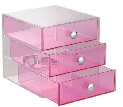 Acrylic box manufacturer custom acrylic pink organizer for makeup BMB-138