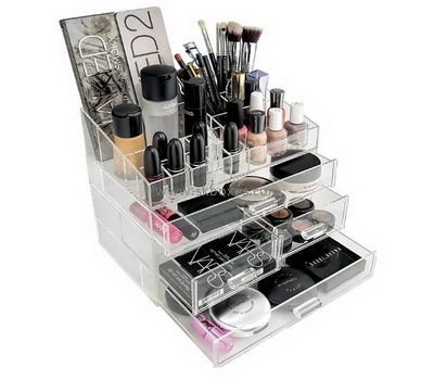 Custom acrylic makeup cosmetic box display case sale with brush holder BMB-152
