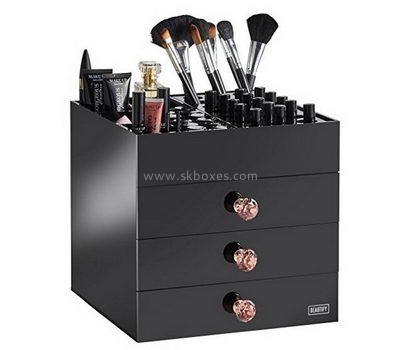 Custom good acrylic plexiglass black makeup organizer cases BMB-163