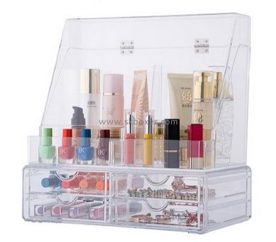 Custom hinged acrylic best makeup organizer box brush case BMB-179