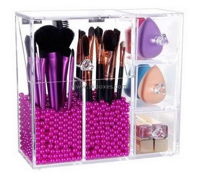 Custom clear acrylic plastic display boxes luxury makeup cases with lids for sale BMB-195