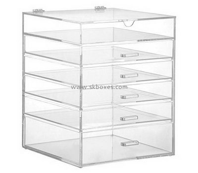Custom cheap large big clear acrylic plastic makeup display boxes case BMB-198