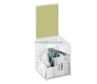 Custom acrylic lucite plastic display suggestion donation boxes with lock BDB-048