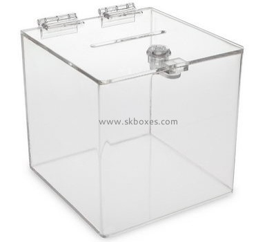 Custom clear acrylic perspex donation box with lock BDB-058