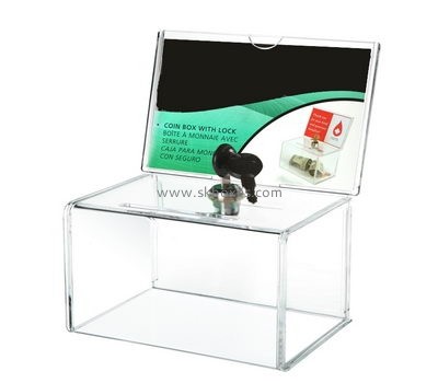 Custom clear acrylic plastic display suggestion charity boxes BDB-063