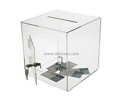 Custom acrylic plexiglass display raffle donation box BDB-065