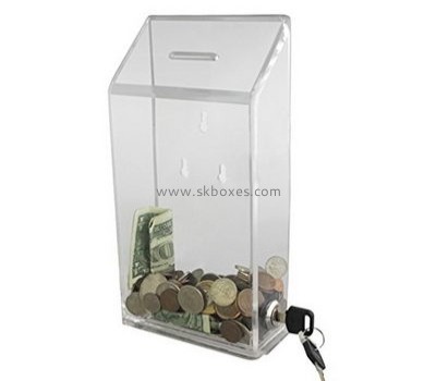 Acrylic box manufacturer custom acrylic lucite display collection box charity BDB-077