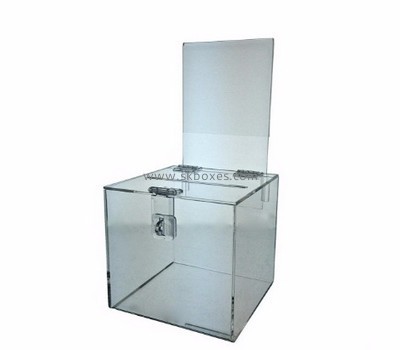 Acrylic donation box suppliers custom acrylic clear charity money collection boxes BDB-081