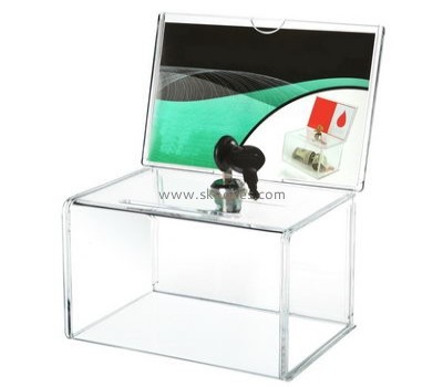 Box factory custom acrylic plexiglass lock donation boxes cheap BDB-082