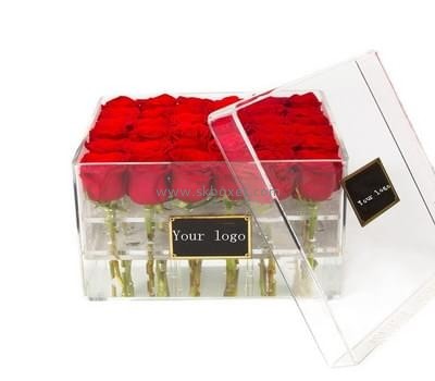 Acrylic box manufacturer customize acrylic red rose display box with lid BDC-099