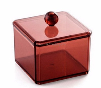 Acrylic box manufacturer customized red acrylic cotton swab box BDC-285