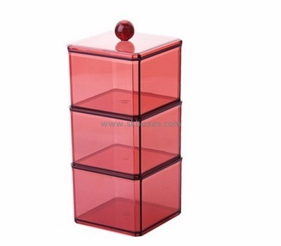 Box manufacturer customized red acrylic cotton bud box BDC-289
