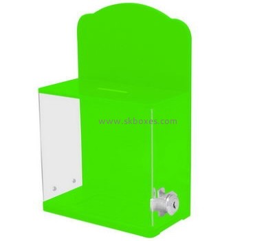 Customized green acrylic lockable donation box BBS-334