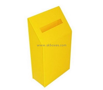 Customized yellow acrylic donation box with lock BBS-346