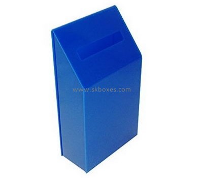Customized blue acrylic charity money box BBS-344
